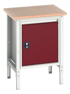 16921614.** verso adj. height workstand with cupboard & multiplex top. WxDxH: 700x600x780-930mm. RAL 7035/5010 or selected
